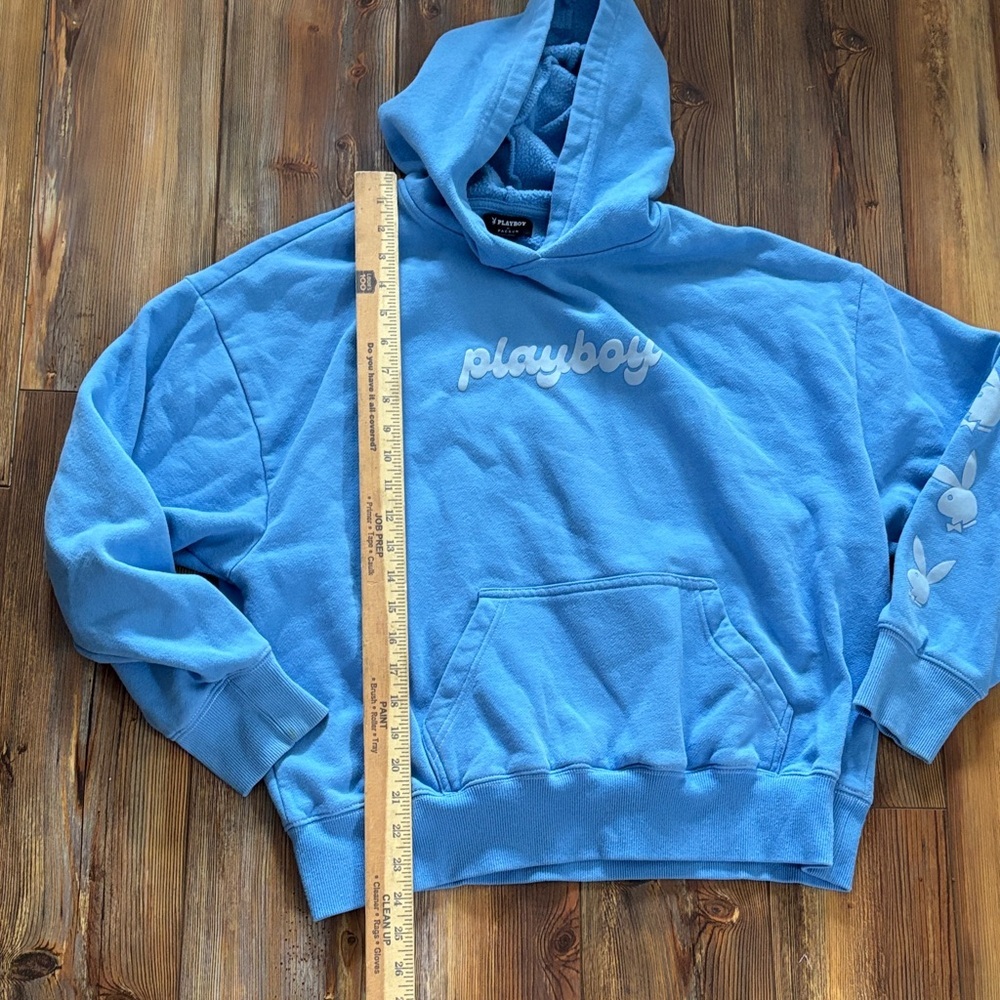PLAYBOY Light Blue Hoodie Small - Picture 3 of 7